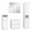 Vicco Badezimmerset Majest, Weiß Hochglanz, 60 cm - Waschbeckenunterschrank, Spiegelschrank, Hochschrank, Midischrank