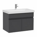 Moderner 60cm Waschtisch mit Unterschrank in Dunkelgrau Matt, Soft-Close Badezimmermöbel