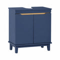 SoBuy Blaue Waschtischunterschrank mit Türen - Platzsparender Holzschrank für kleine Badezimmer, 60 x 59 x 30 cm