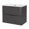 FACKELMANN Luna 2-teiliges Badmöbel-Set mit Waschbecken und Unterschrank, Soft-Close, Anthrazit, 80 cm