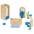 Goki 51903 - 17-teiliges Badezimmer-Puppenhausmöbelset