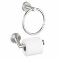 Edelstahl Badezimmer Set: Handtuchring & Toilettenpapierhalter, langlebiges SUS304 Zubehör, ideal für Bad und Küche, Silber