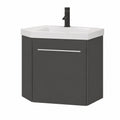 Eckwaschbecken mit Unterschrank, 40 cm, Grau, Soft-Close Tür, Hängendes Badmöbel-Set für Gäste-WC