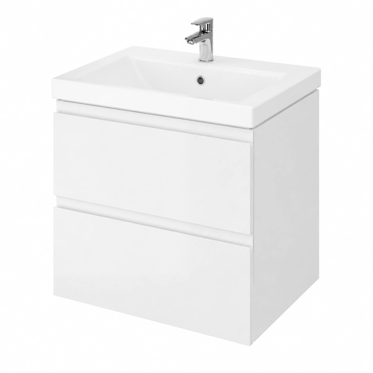 VBChome Badezimmermöbel Set 50x35 cm Weiß Hochglanz Waschbecken mit Unterschrank, 2 Schubladen