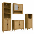 Vicco Badezimmermöbel-Set Liora aus Bambus, 68 cm, inklusive Waschbeckenunterschrank, Spiegelschrank, Hochschrank und Midischrank
