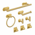 8-teiliges Badezimmer-Set: Handtuchhalter, Toilettenpapierhalter, Handtuchring und Haken, selbstklebend, in Gold