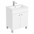 60 cm Breites Waschbecken mit Unterschrank | Modernes Badmöbel-Set für Badezimmer und Gäste-WC | Freistehender Waschtisch in Weiß