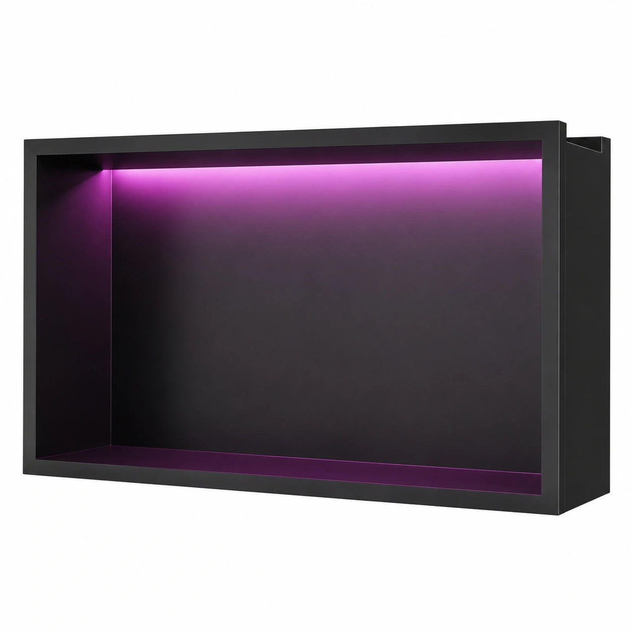 Duschnische aus Edelstahl mit RGB-LED-Beleuchtung, Schwarzes Regal mit Fernbedienung für Badezimmer, 60 x 30 cm