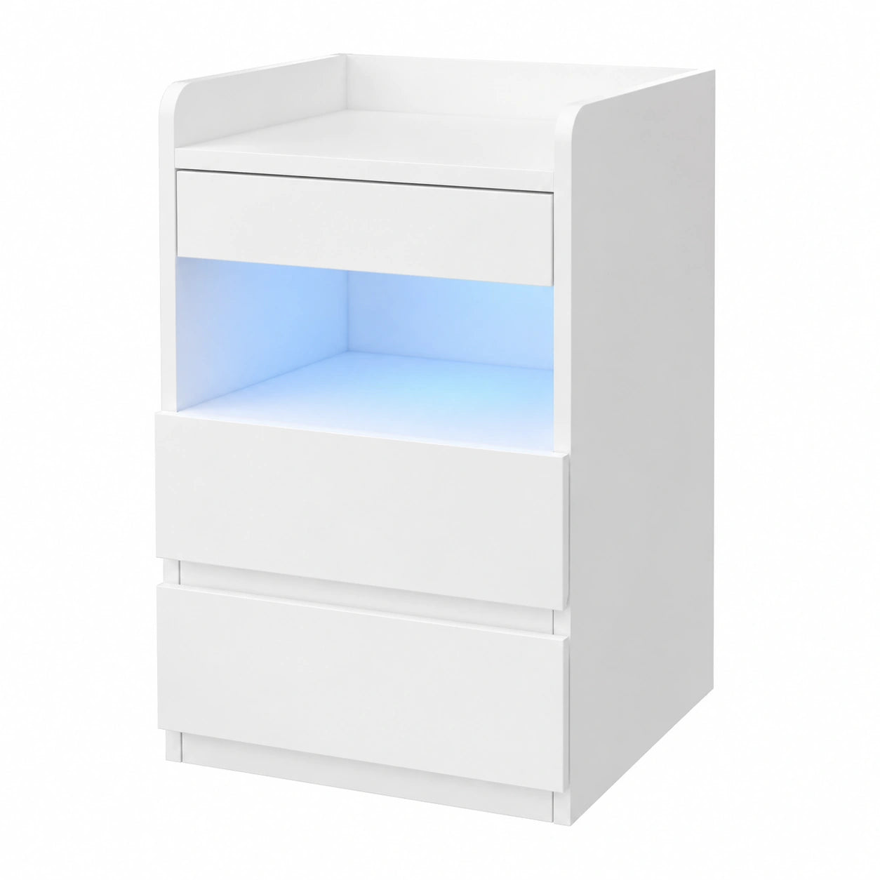 BEWISHOME Nachttisch-Set mit verstecktem Fach und Ladefunktion, 2er-Set, Weiß, für Wohn- und Schlafzimmer