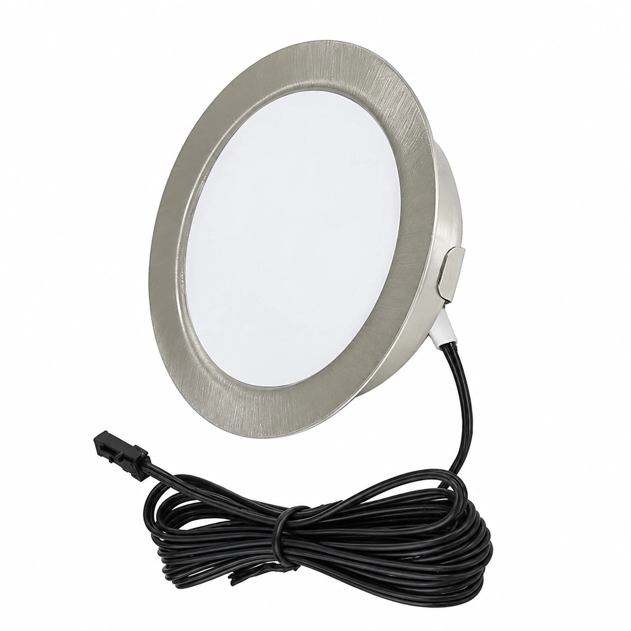LED Einbaustrahler Set 3er, 12V, Warmweiß 3000K, Dimmbar, 300LM, Flach, Nickel, Mit 2m Kabel