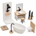 1/12 Puppenhaus Holz-Badezimmermöbel Set, Miniatur-Zubehör für Kinder ab 3 Jahren