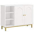 Modernes Badezimmerschrank in Weiß-Gold mit Verstellbarer Ablage, 2 Türen und Viel Stauraum, 30x90x63 cm