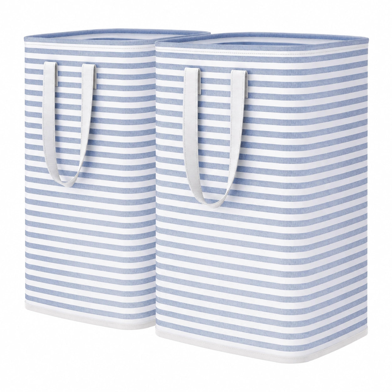 Lifewit 2er Set 80L Faltbarer Wäschesammler mit Griffen, für Kleidung, Handtücher und Spielzeug, Blau