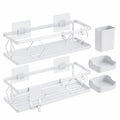 husman® Klebefreies Duschablage-Set | Weiß | 10-teilig mit Ablaufrillen | Wandregal für Bad & Küche