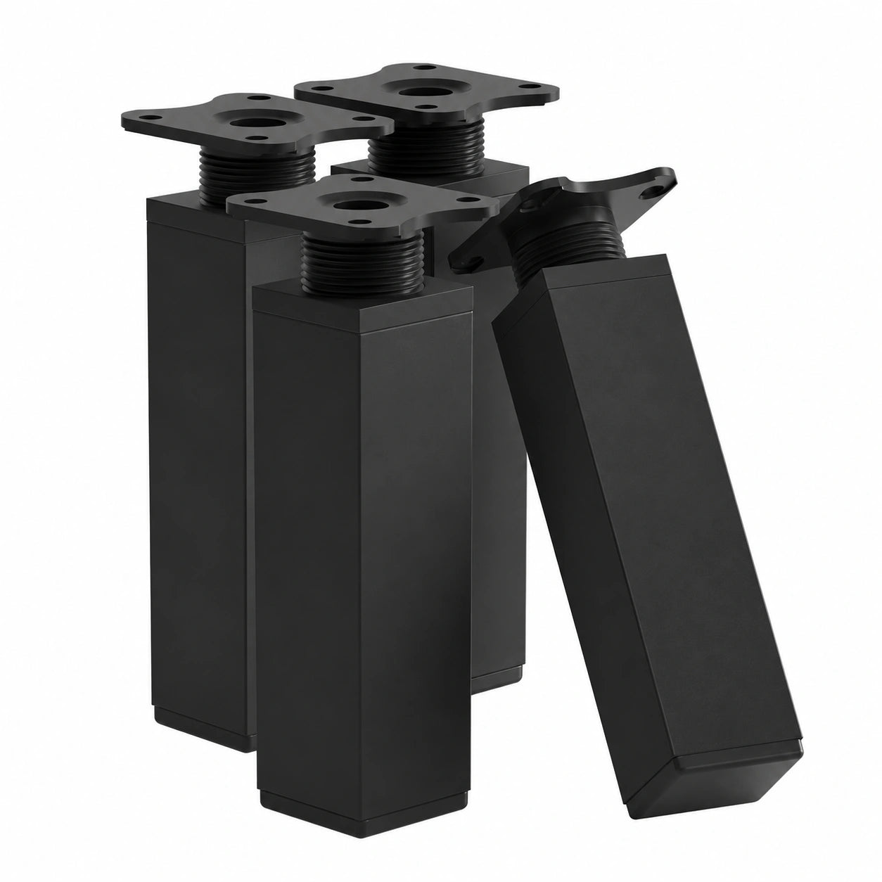Verstellbare Möbelbeine aus Aluminium, 4er Set, Schwarz, 40x40x150mm mit Befestigungsplatte
